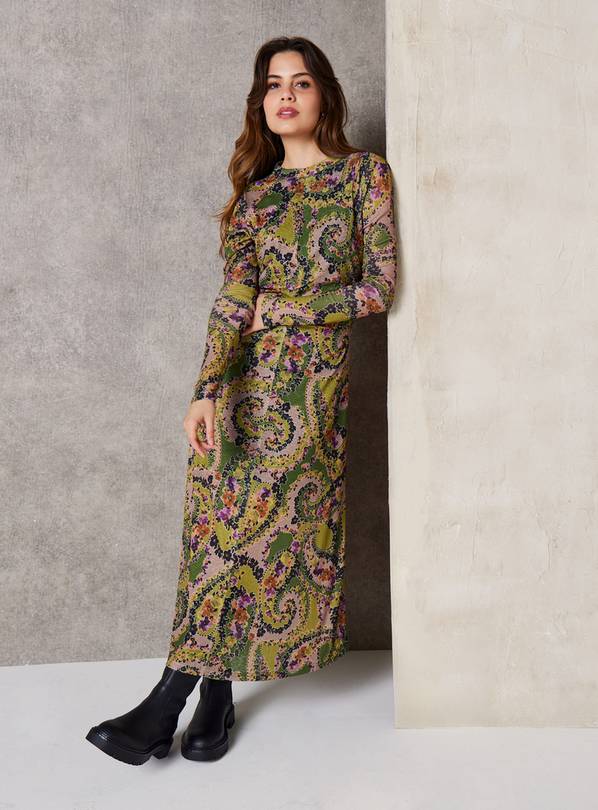 EVERBELLE Jacquard Paisley Print Ruched Jersey Dress 16